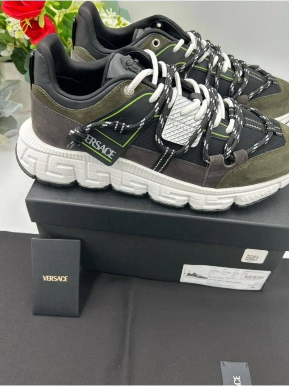 Versace TRIGRECA suede/leather sneakers size 44/11 made in Italy